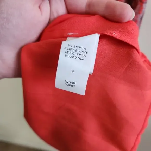 Lucky Brand Paisley Chiffon Overlay Hi Low Tassel Belted Red Size Medium - Picture 9 of 10